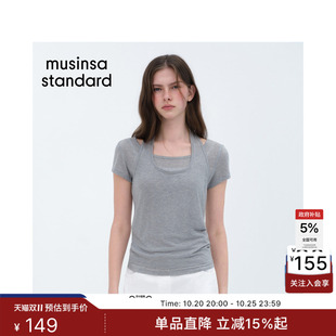 韩国26秋冬新品女士简约时尚修身短袖T恤MUSINSA STANDARD