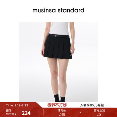 女士春季低腰褶皱迷你短裤裙百搭