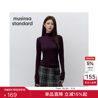 高领气质休闲修身韩系长袖 T恤26秋冬季新品女士MUSINSA STANDARD