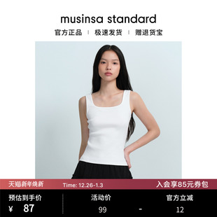 韩国25秋冬女士纯色方领百搭内搭外穿无袖 standard 背心musinsa