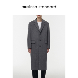 单排扣毛呢大衣musinsa 韩国25秋冬男士 standard 含羊绒羊毛
