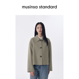 毛呢大衣musinsa 韩国25秋冬女士宽松短款 standard 含羊绒羊毛