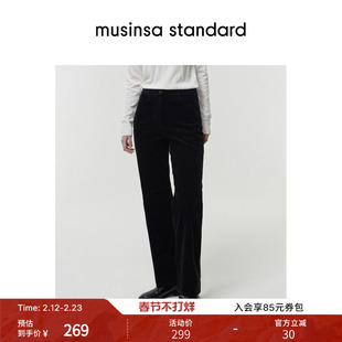 韩国春季女士高腰显瘦灯芯绒修身直筒裤长裤musinsa standard