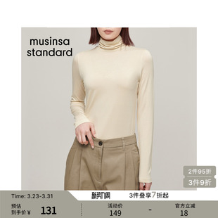 T恤musinsa 显瘦多色堆堆领高领长袖 standard 女士修身 韩国春季
