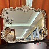 饰镜子法式 奢华做旧壁挂装 卫生间定制镜子 复古雕花浴室镜欧式 法式