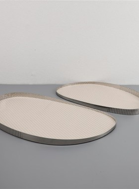 欧式轻奢金属皮革收纳托盘t摆件客厅茶几样板房玄关饭厅家居装饰