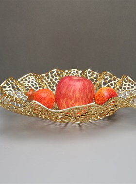 新中式金属不规则托盘摆件样板房售楼部卧室O书房客厅桌面玄关饰