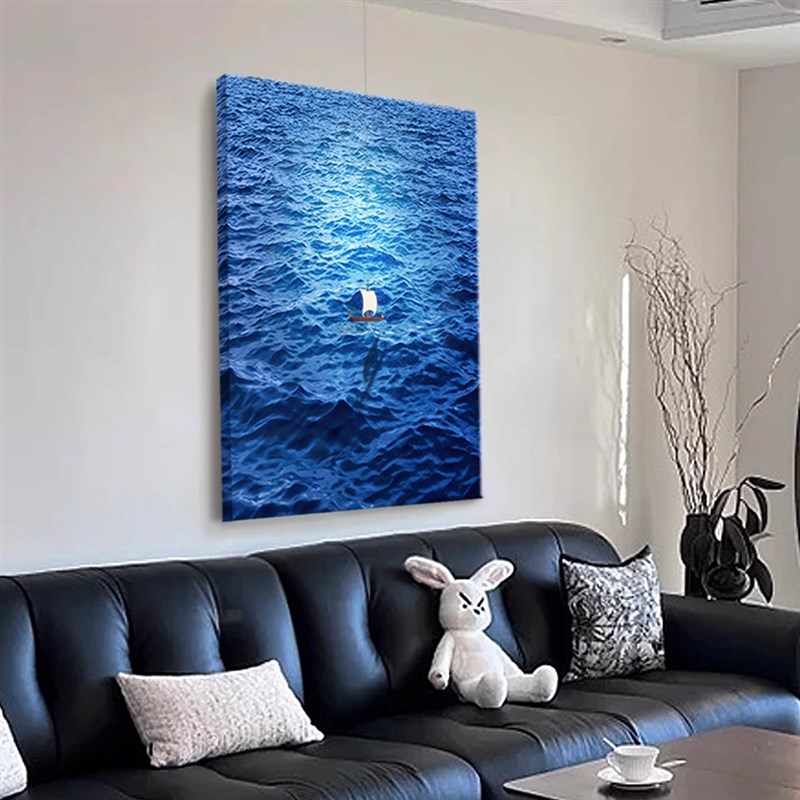 一帆风顺小船海景客厅装饰画202B5新款入户玄关过道走廊高级感挂