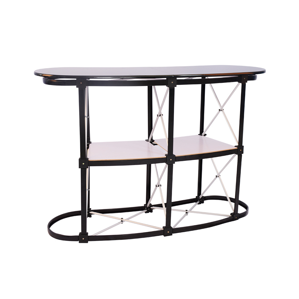 厂家铁式拉网便携式促销台展会接待桌可折叠展示架易拉宝