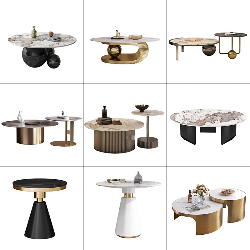 源头工厂轻奢岩板茶几桌子简约家用小户型创意多功能角几沙发边几