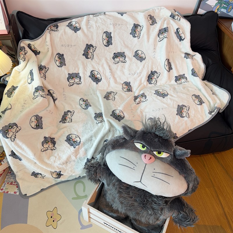 卡通路西法猫多功能抱枕被子两用靠垫办公室车载靠枕学生午睡毯子