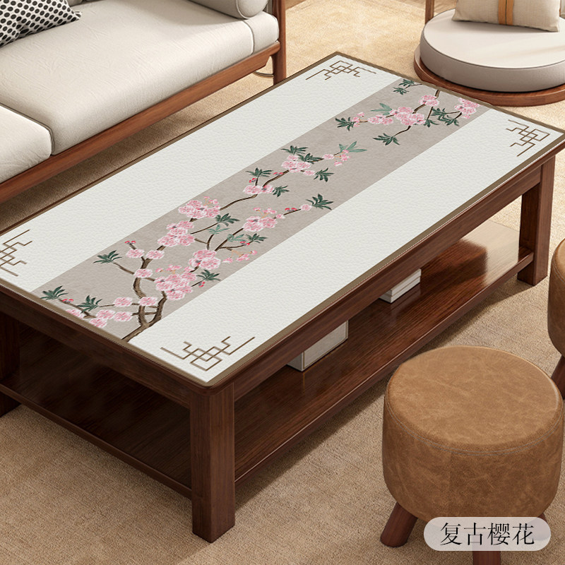 茶几皮革桌布防水防油2022新款高级感客厅家用复古中国风免洗餐垫,居家布艺,桌布,淘宝优惠券,粉丝福利购,淘宝优惠卷
