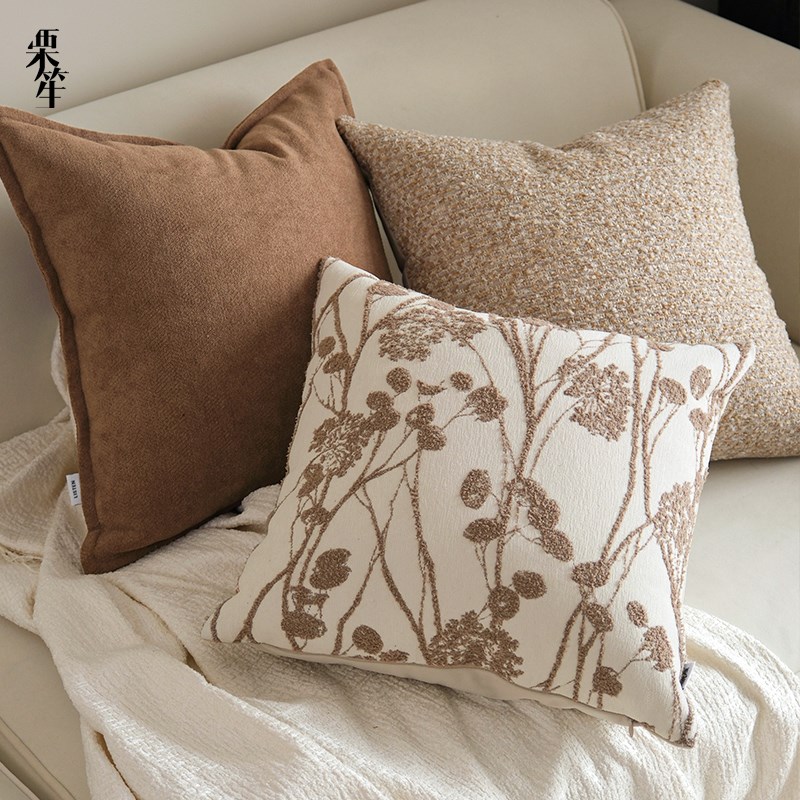 奶油中古风复古美拉德颗粒感肌理抱枕客厅沙发座椅靠枕飘窗靠枕