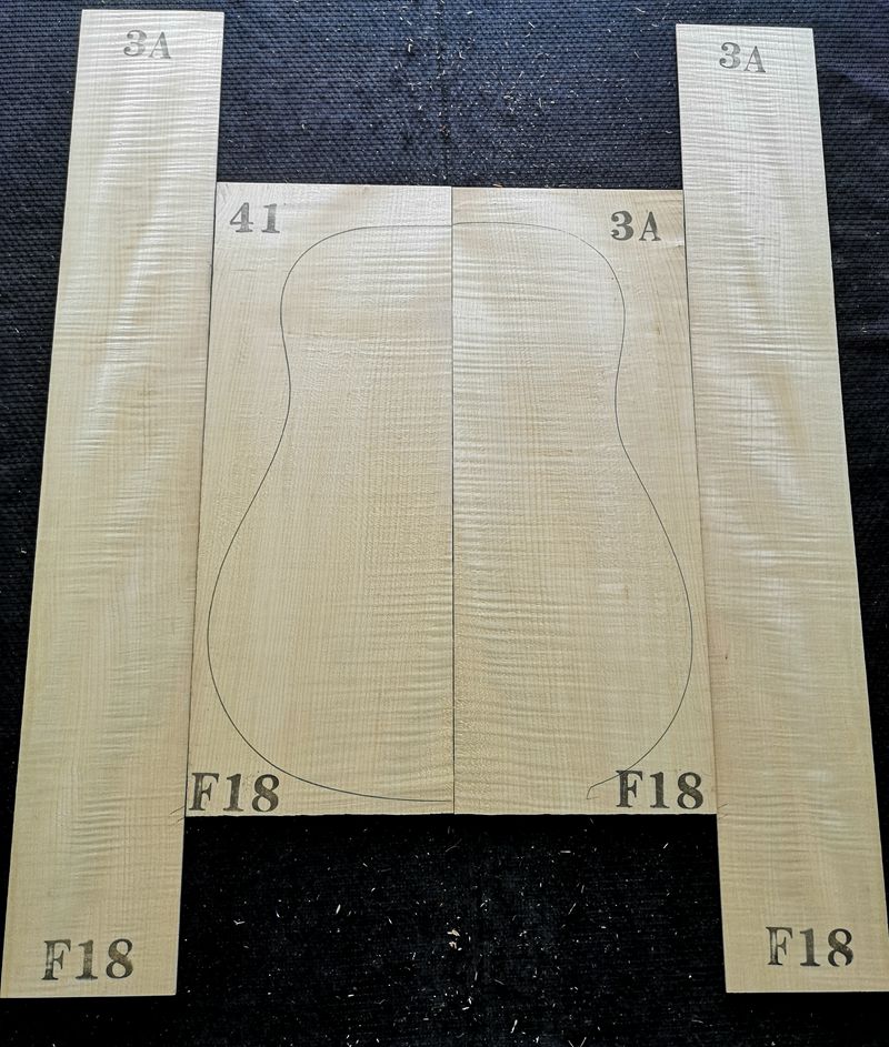 3A级虎纹枫木背侧板单板 41寸民谣古I典吉他材料 吉他制作材料