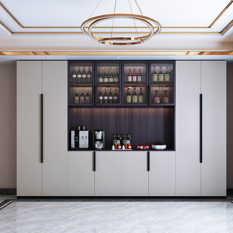 现代简约餐厅餐边柜酒柜一体靠墙玻璃门客厅装饰柜北欧茶水柜制