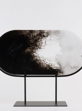 现代新中式创意水墨意境客厅玄关电视酒柜样板房间书房装饰品摆件