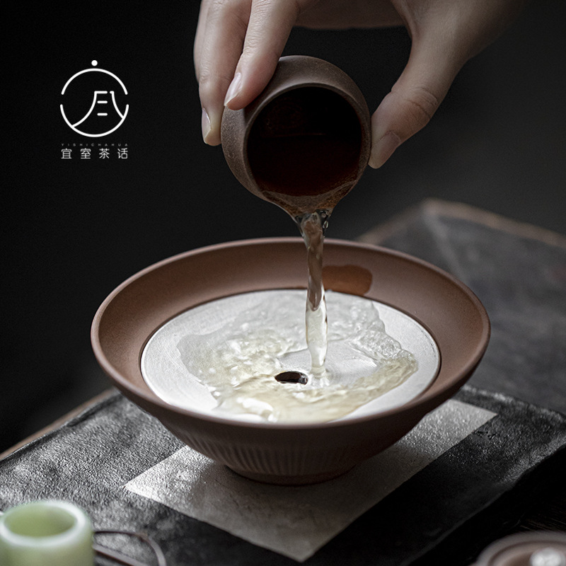 宜室茶话老岩泥鎏银壶承茶承文人茶器复古干泡盘茶托盘养壶台果盘