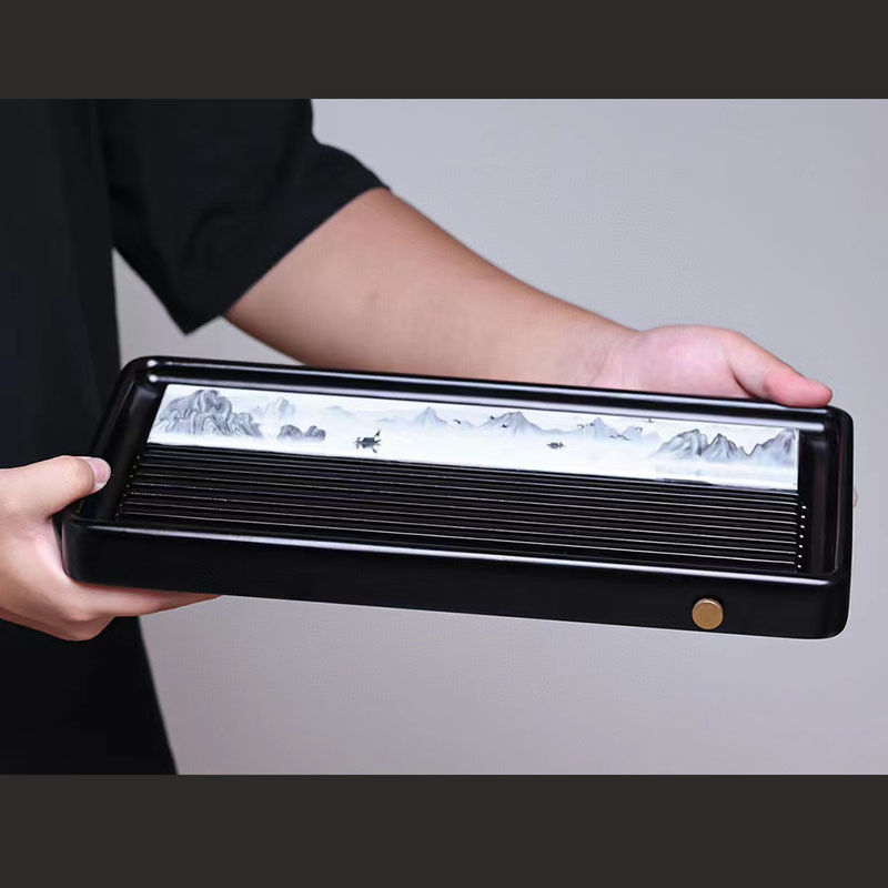 电木款彩板整块茶盘家用新款实木茶台排水小型办公室茶海托盘