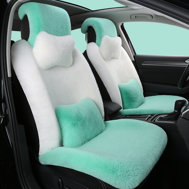 汽车坐垫冬季短毛绒靠背防滑座垫C冬天女清新轻奢加厚保暖通用座