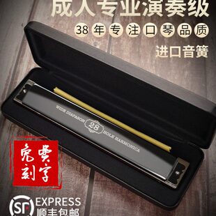 天鹅口琴专业演奏级初学者学生德国儿童入门24孔28孔复音重音口琴
