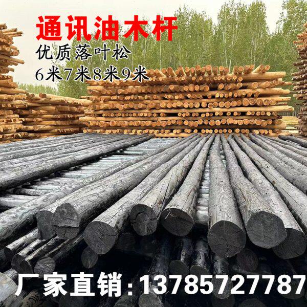 油木杆 通讯架空油木杆 电线杆 通信油炸杆 落叶松 6米7米8米9米