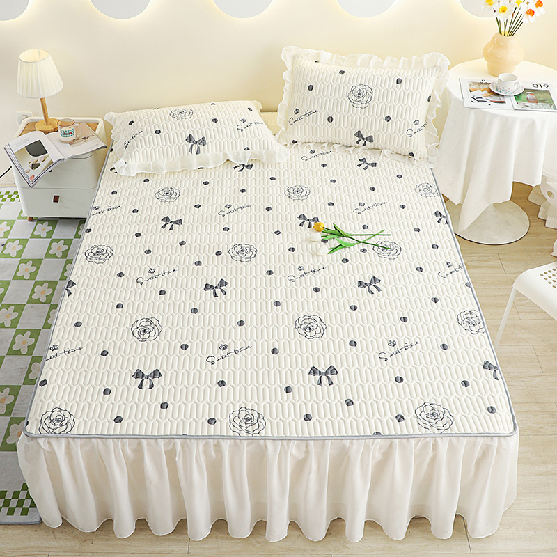 乳胶凉席三件套夏季可机洗水洗空调席子床上冰丝软凉席1.8m床裙款