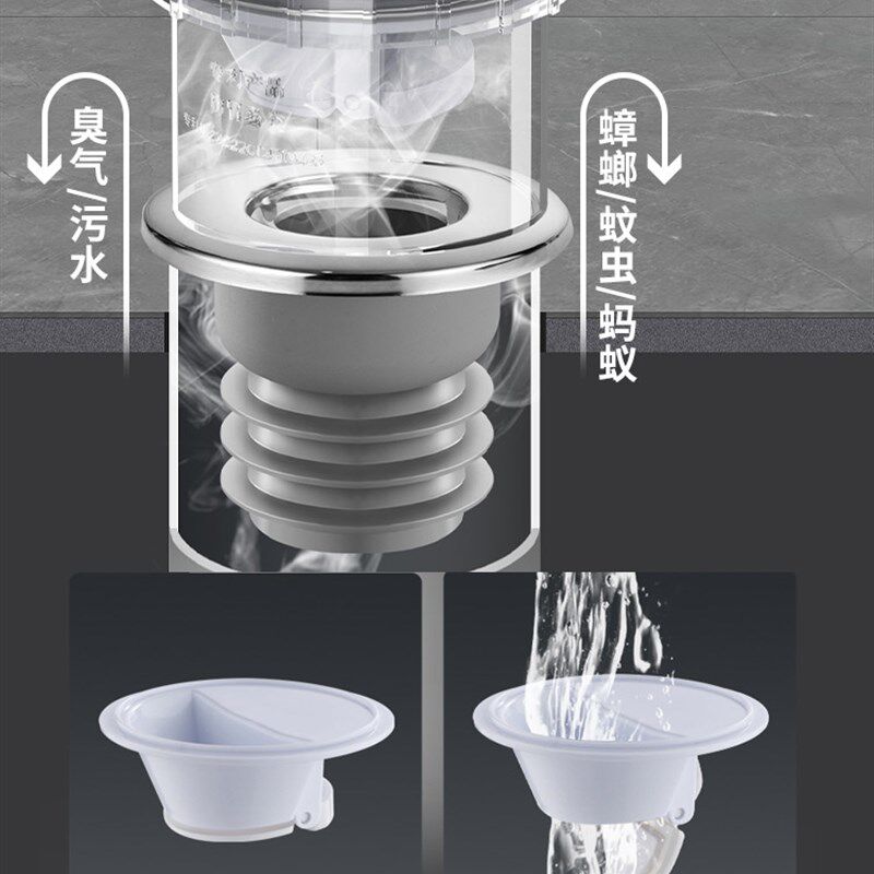 洗衣机下水三通阳台地漏专用接头烘干机扫地机器人排水管四通防臭