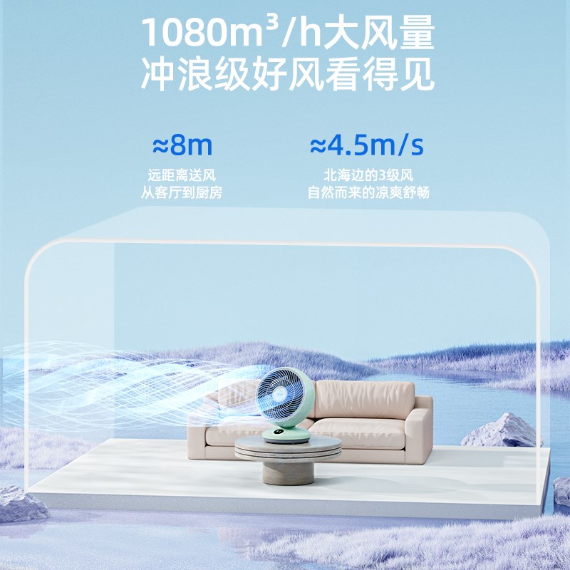 空气循环扇家用电风扇台式轻音宿舍办公室桌面小型摇头省电涡轮扇