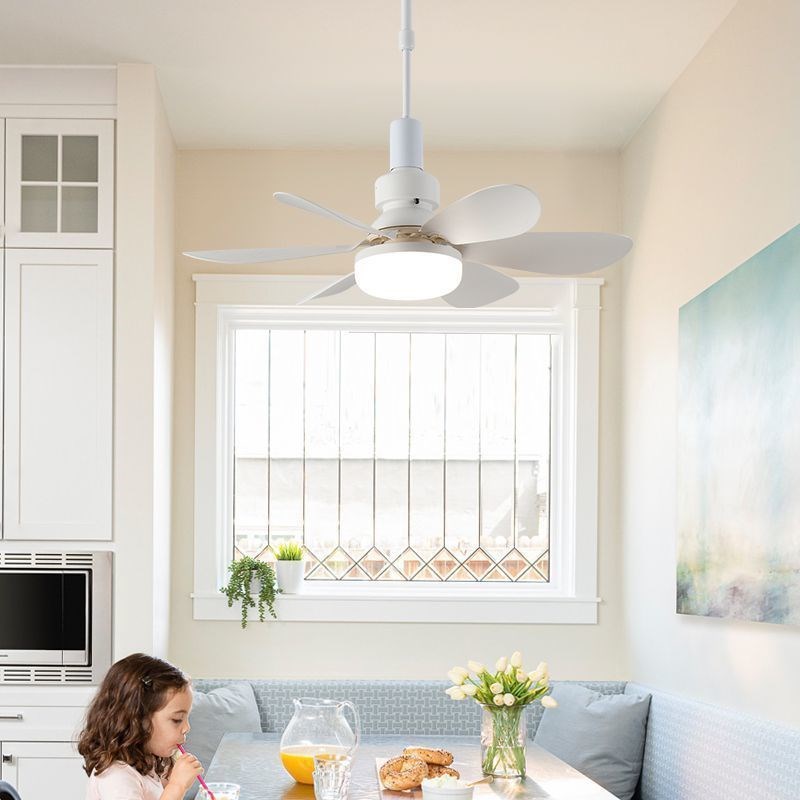 E27新款螺口吊扇灯大风力简约家用静音卧室遥控饭厅一体led吊扇