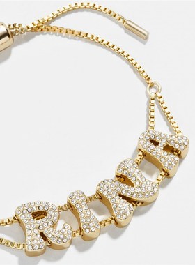 TENCOO定制金色复古滑块字母手錬可调节手绳小众精致女生diy手錬