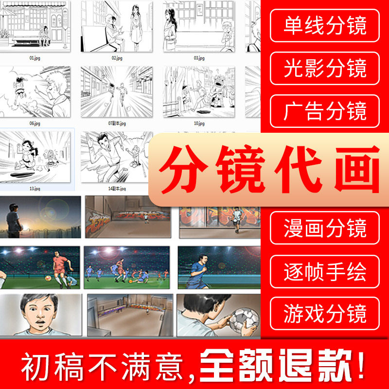 分镜代画动画四格多格漫画条漫动态广告动画片分镜头脚本设计线稿