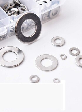 【684pcs】304不锈钢平垫片套装 五金垫片盒装 金属平垫圈 M2-M12