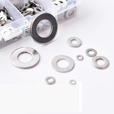 【684pcs】304不锈钢平垫片套装 五金垫片盒装 金属平垫圈 M2-M12