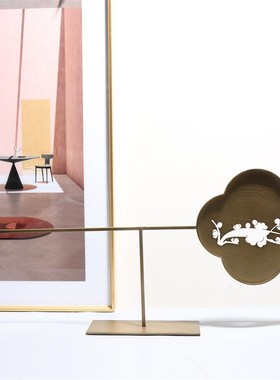 新中式创意几何烛l台铁艺摆件酒店餐厅书房样板间玄关工艺装饰摆