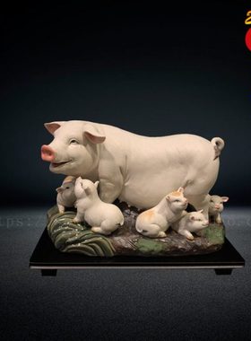 2019年陶瓷生肖猪摆件家居客厅电视柜创意工艺品装饰摆件乔迁礼品