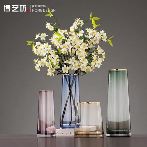 北欧玻璃透明花瓶摆件客厅插花现代轻奢餐桌电视柜水培家居装饰品