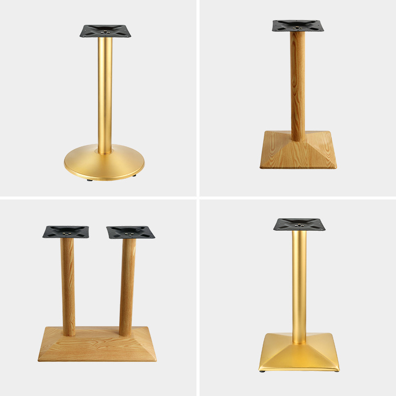 双柱木纹铁艺桌腿支架奢华餐厅台面台脚餐桌家具五金桌脚支撑架子