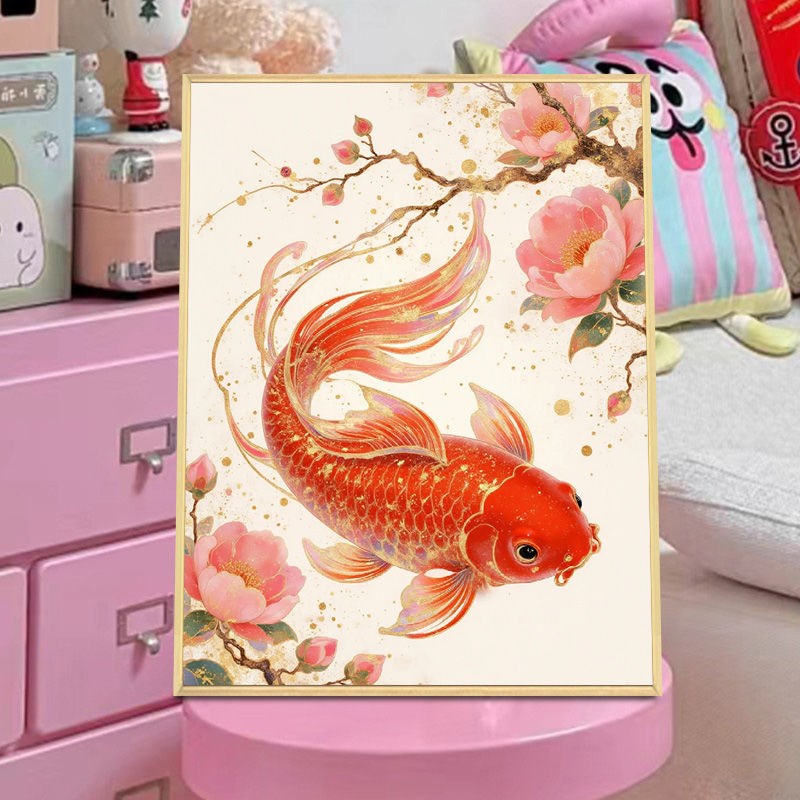 爆款2025新款年年有鱼十字绣diy满绣高级感玄关卧室线绣手工刺绣