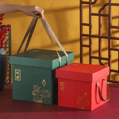 年货大礼包正方形手提礼盒过年礼品海鲜干货水果包装粽子盒子定制