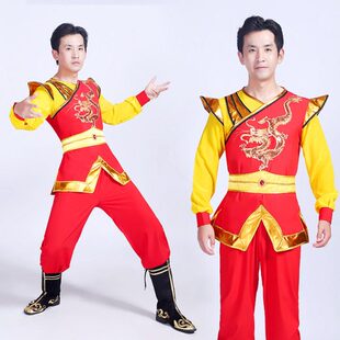 新款打鼓服演出服男士锣鼓服腰鼓服舞龙舞狮表演服民族秧歌服龙灯