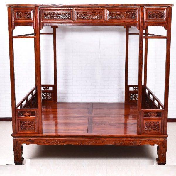 村村乐老榆木红花梨复古架子床中式实木仿古典明清家具拔步双人床