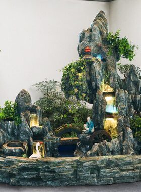 大型假山园林流水喷泉庭院别墅室外院内鱼池造景装饰山水瀑布景观
