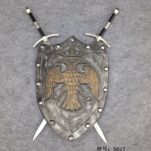 中世纪古罗马盾牌十字军金属盾牌盔甲武士欧洲骑士剑盾击剑馆摆件