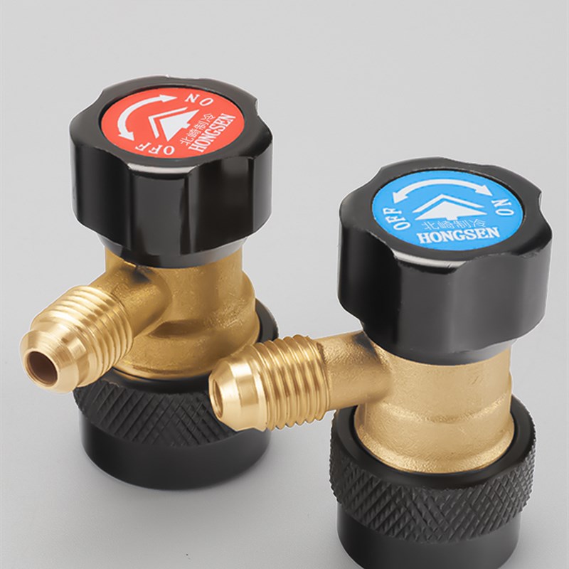 鸿森R134A汽车空调加t氟快速接头全铜快接空调加雪种转换接头可调