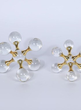 现代简约水晶球摆件创意几何圆球软装饰品分子球摆件样板间摆件