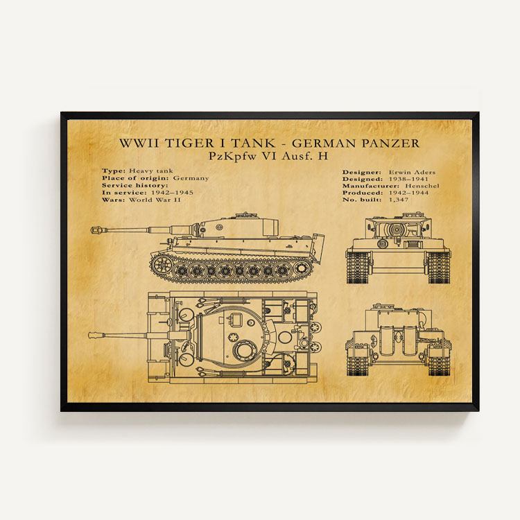 工业风复古怀旧美式装饰有框挂画墙壁现代简约坦克军事TANKS