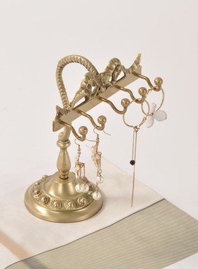 印度进口黄铜手工轻奢首饰架耳环展示架化妆台项炼U架装饰家居摆