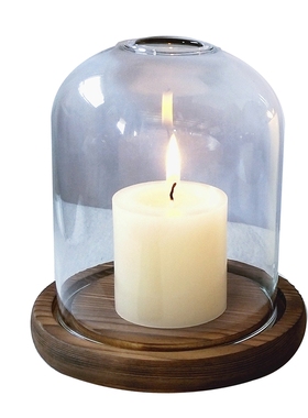 香薰玻璃烛台dgiptyqu耐热透明玻璃熄灯罩家居蜡烛摆件防风玻璃罩