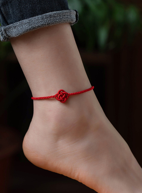 兔年红绳脚链细款手工编织脚绳男女款情侣闺蜜简约可调节2023年