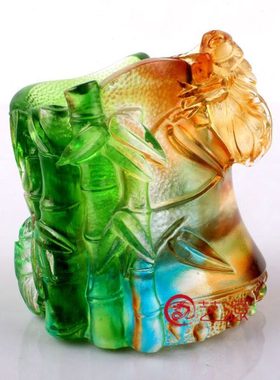 琉璃摆件创意商务办公家居饰品知足笔筒客户朋友同事生日礼品礼物